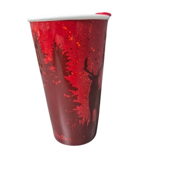 2017 Tim Hortons Red Deer Scene Ceramic Travel Coffee Tea Mug Cup - Picture 2 of 11